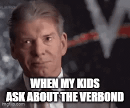 Man In Suit And Tie Making Funny Face Saying When My Kids Ask About The Verbond GIF
