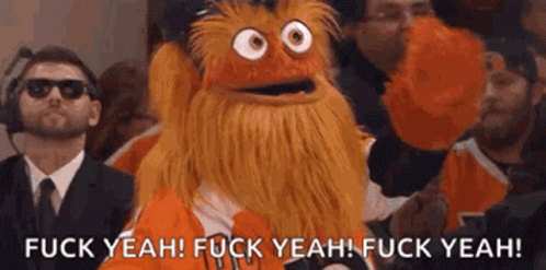 Man In Suit And Tie Next To Puppet Saying Fuck Yeah GIF