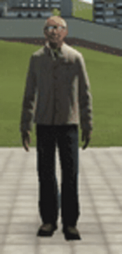 Man In Suit And Tie On Sidewalk In Front Of Field GIF