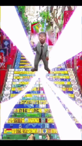 Man In Suit And Tie On Stairs GIF