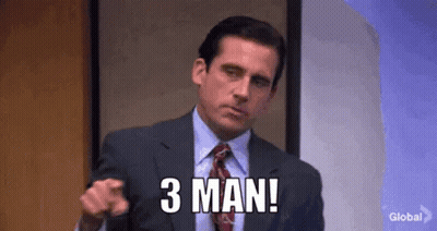 Man In Suit And Tie Pointing Saying 3 Man GIF