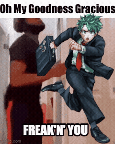 Man In Suit And Tie Running With Briefcase Saying Oh My Goodness Gracious Freak N You GIF