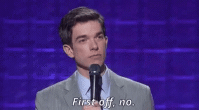 Man in Suit and Tie Saying First Off No