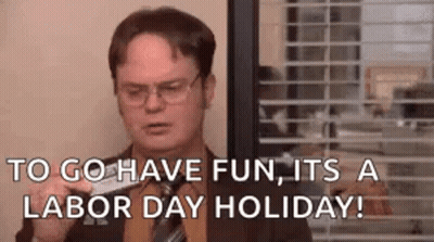 Man In Suit And Tie Saying Go Have Fun Labor Day Holiday GIF