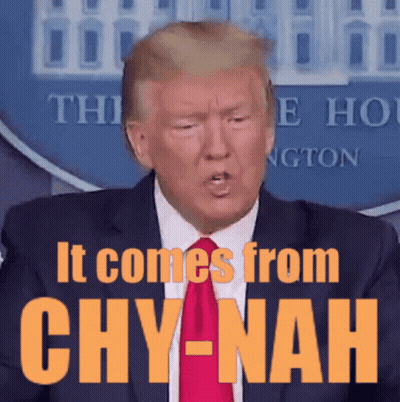 Man In Suit And Tie Saying It Comes From China GIF