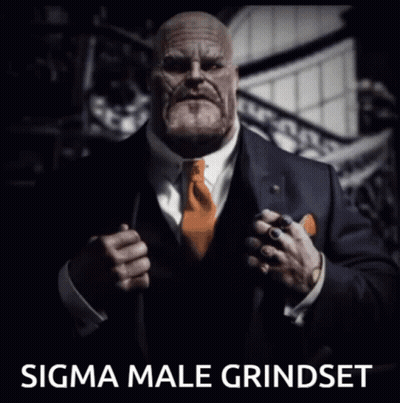 Man In Suit And Tie Saying Sigma Male Grindset GIF