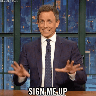 Man In Suit And Tie Saying Sign Me Up GIF