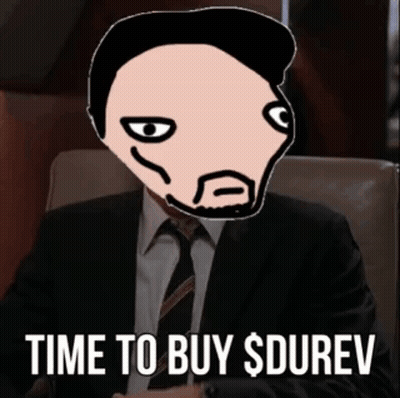 Man In Suit And Tie Saying Time To Buy $Durev GIF