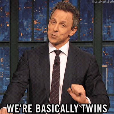 Man In Suit And Tie Saying We Are Basically Twins GIF