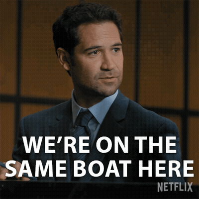 Man In Suit And Tie Saying We're On The Same Boat Netflix GIF