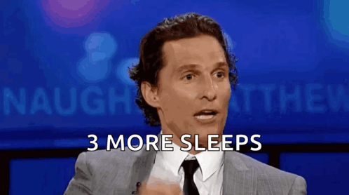 Man In Suit And Tie Says 3 More Sleeps GIF