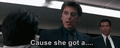 Man In Suit And Tie Says Cause She Got A GIF