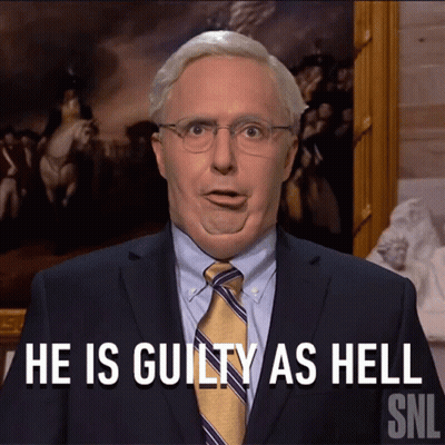 Man In Suit And Tie Says Guilty As Hell SNL GIF