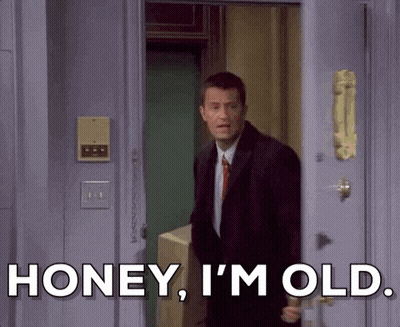 Man In Suit And Tie Says Honey I'm Old GIF