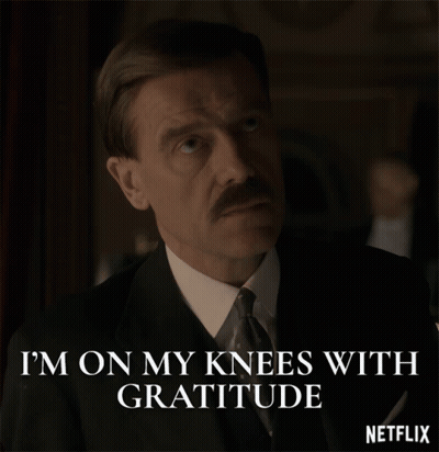 Man In Suit And Tie Says I'm On My Knees With Gratitude Netflix GIF