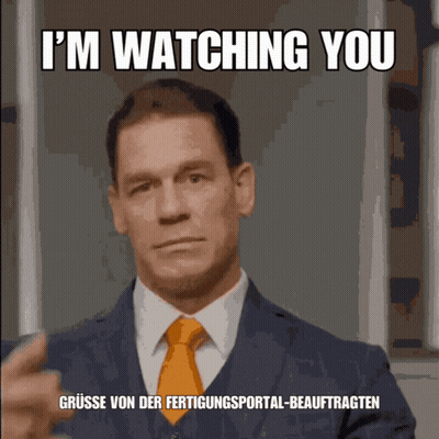 Man In Suit And Tie Says I'm Watching You In German GIF