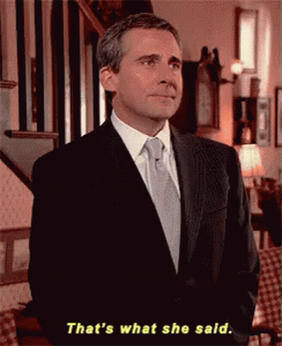 Man In Suit And Tie Says What She Said GIF