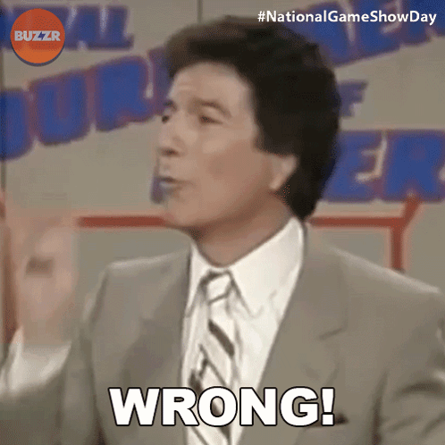 Man In Suit And Tie Says Wrong In Front Of Buzzr Logo GIF