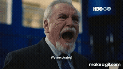 Man In Suit And Tie Screaming He Is Pirates GIF