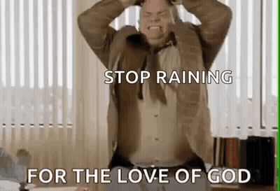 Man In Suit And Tie Screaming Stop Raining For The Love Of God GIF