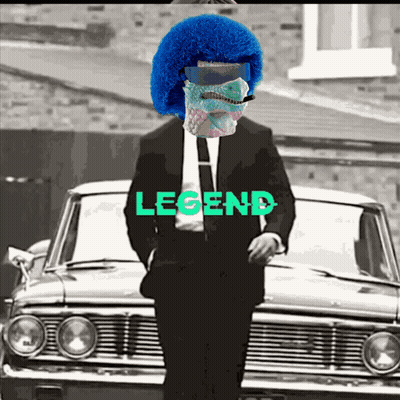 Man In Suit And Tie Standing In Front Of Car With Legend GIF