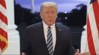 Man In Suit And Tie Standing In Front Of Flag GIF