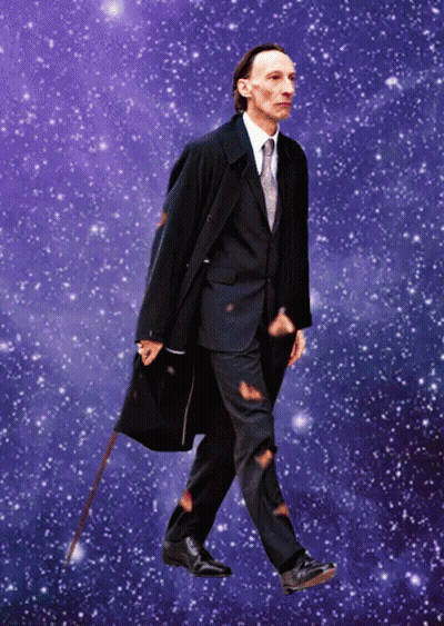 Man In Suit And Tie Walking In Space GIF