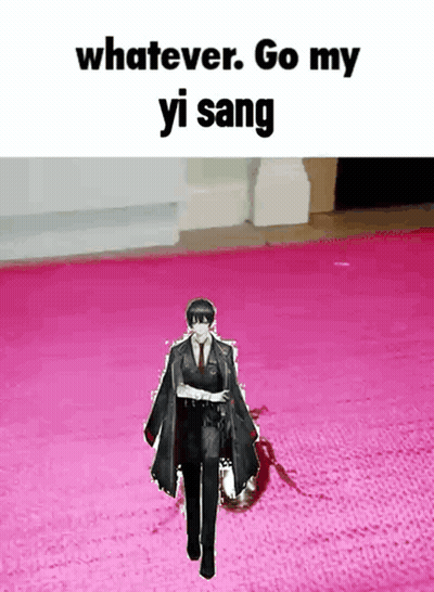 Man In Suit And Tie Walking On Pink Rug Whatever Go My Yi Sang GIF