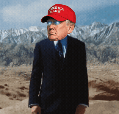 Man In Suit And Tie With America Is Back Hat GIF