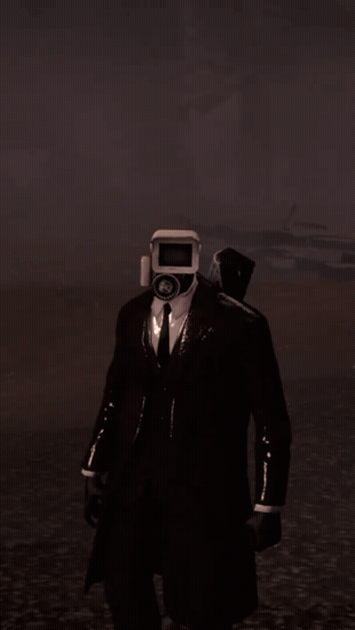 Man In Suit And Tie With Camera Head GIF
