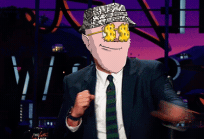 Man In Suit And Tie With Dollar Sign Sunglasses GIF