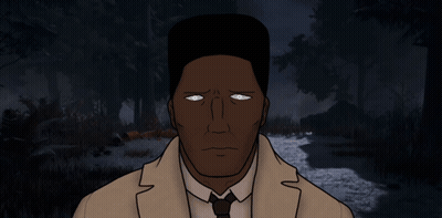 Man In Suit And Tie With Glowing Eyes GIF