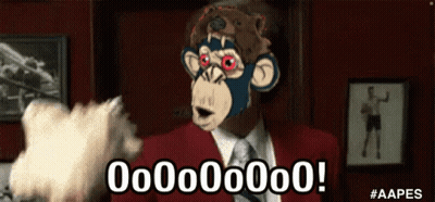 Man In Suit And Tie With Monkey Mask 000000 GIF