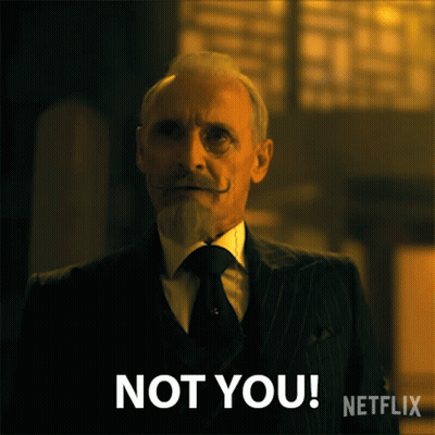 Man In Suit And Tie With Mustache Says Not You GIF