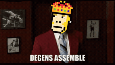Man In Suit And Tie With Pixelated Face Degens Assemble GIF