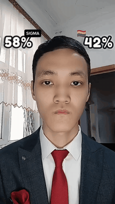 Man In Suit And Tie With Sigma Percentage GIF