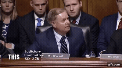 Man In Suit And Tie With Sign Saying This GIF