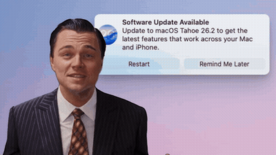 Man In Suit And Tie With Software Update Notification GIF