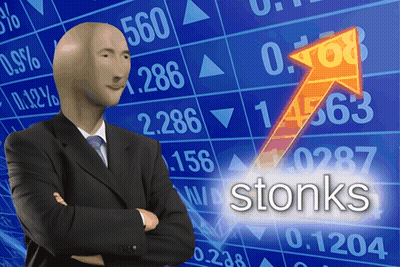 Man In Suit And Tie With Stonks Chart GIF