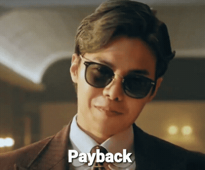 Man In Suit And Tie With Sunglasses Saying Payback GIF
