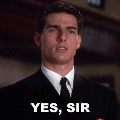 Man In Suit And Tie With Yes Sir Sign GIF