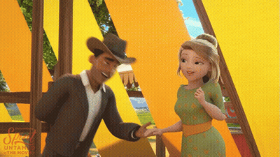 Man In Suit And Woman In Green Dress Shake Hands GIF
