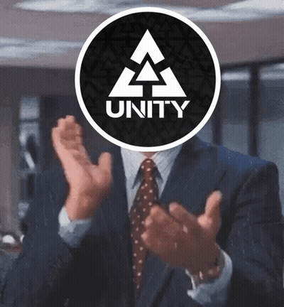 Man In Suit Applauding With Unity Logo GIF