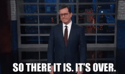 Man In Suit Arms Outstretched Says So There It Is It's Over GIF