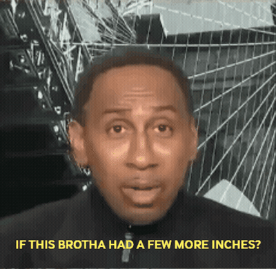 Man In Suit Asking If Brotha Had Few More Inches GIF