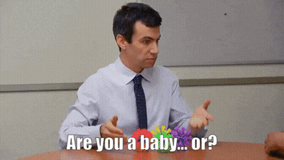 Man In Suit Asking If He Is A Baby GIF
