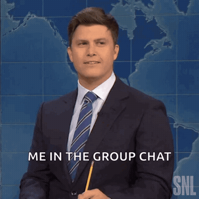 Man In Suit Asking To Leave Group Chat GIF