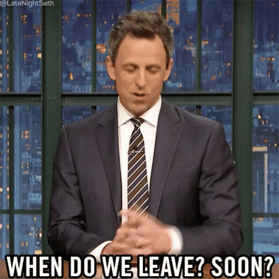 Man In Suit Asking When We Leave GIF