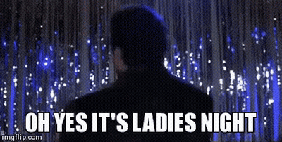 Man In Suit At Curtain Saying Oh Yes It's Ladies Night GIF
