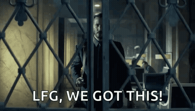 Man In Suit At Doorway Saying LFG We Got This GIF